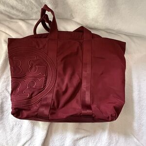 Stylish Burgundy Tory Burch Tote Bag